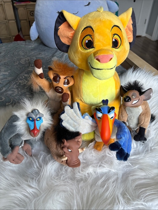 Disney Other - Disney Lion King Plush Set- Yellow Simba with Blue, Orange & Brown Friends